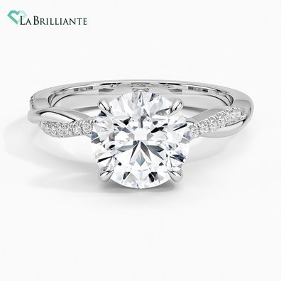 Petite Twisted Lab Diamond Engagement Ring in 18K White  Gold