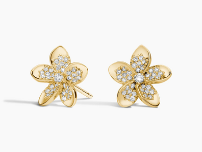 Plumeria Lab Diamond Stud Earrings (1_4 ct. tw.) in 14K Yellow Gold