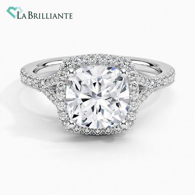 Joy Halo Lab Diamond Engagement Ring in 18K White Gold