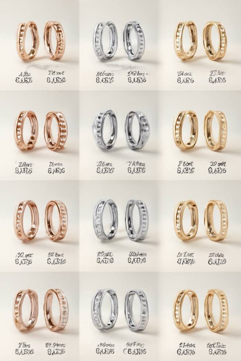 Image: Lab-Grown Diamond Huggie Earrings Comparison Grid - Shows multiple styles, sizes, and metal colors with transparent pricing breakdowns demonstrating manufacturer-direct savings versus traditional retail markups