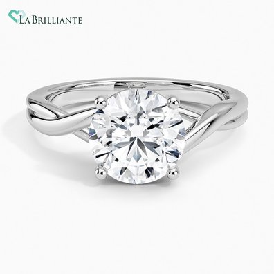 Grace Twist Solitaire Lab Diamond Engagement Ring in 18K White Gold