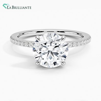 Petite Demi Lab Diamond Engagement Ring in 18K White Gold