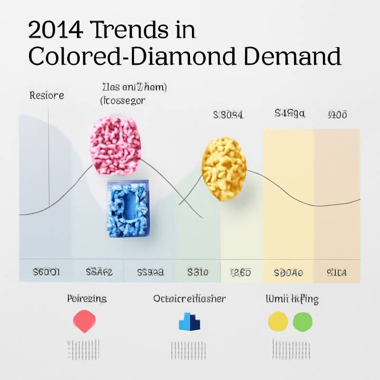 Infographic: 2024 Colored Diamond Trend Timeline - Monthly breakdown showing peak demand periods, popular colors by season, social media engagement rates, and millennial buying patterns throughout the year
