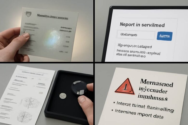 Image: Certificate Authentication Visual Guide - Step-by-step photos showing security features, database verification process, and red flags to avoid fraudulent certificates