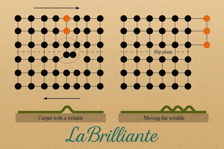 Image: Crystal Lattice Distortion Diagram - Visual demonstration of how carbon atoms shift to create pink coloration, making complex geological science accessible