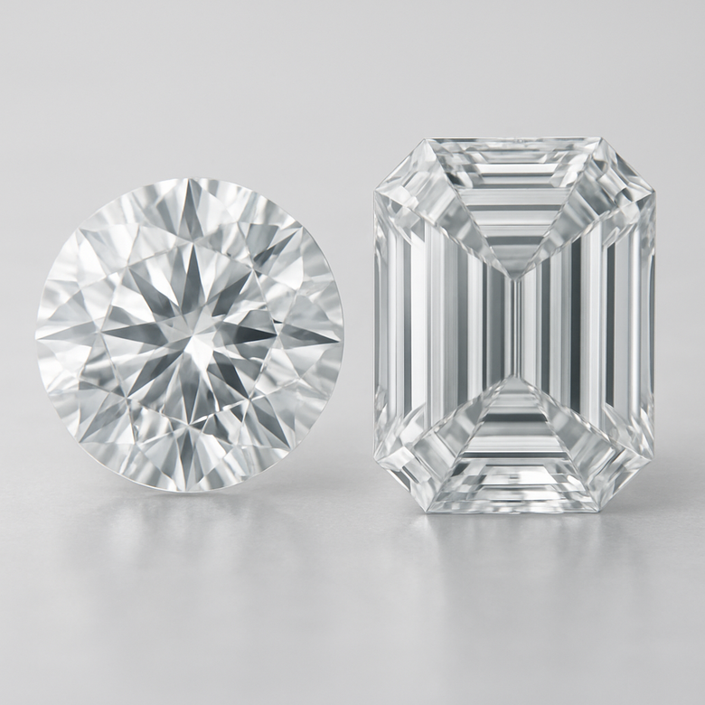 Step-Cut Facet Architecture Diagram - Visual breakdown showing the parallel rectangular facets of emerald cuts versus the triangular brilliant-cut facets, helping readers understand why emerald cuts create the "hall of mirrors" effect