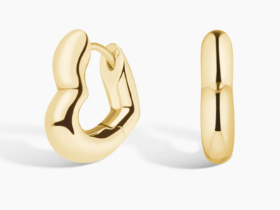 Heart Shaped Tube Hoop Earrings in 14K Yellow Gold