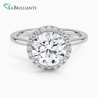 Vienna Halo Lab Diamond Engagement Ring in 18K White Gold