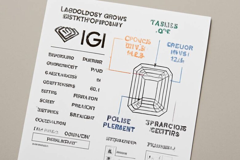 Image: Annotated diamond certificate showing key cut quality measurements and grades - Teaches buyers how to interpret technical specifications on actual reports