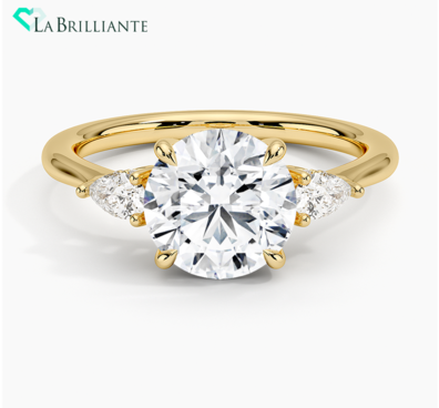 Adorned Petite Opera Three Stone Diamond Ring in 18K Yellow Gold