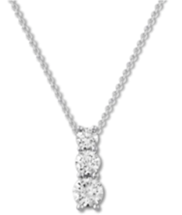 Platinum gold three stone lab-grown diamond necklace