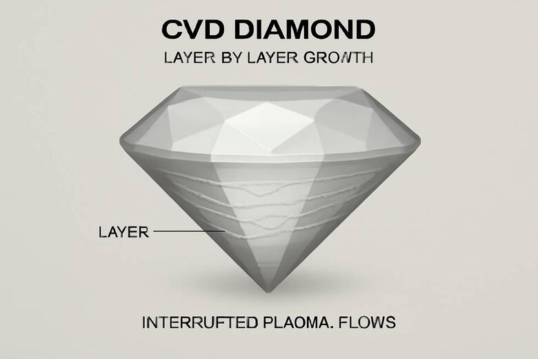 Image: CVD Planar Cloud Formation Diagram - Cross-sectional view showing layer-by-layer growth process and how plasma interruptions create characteristic parallel cloud patterns