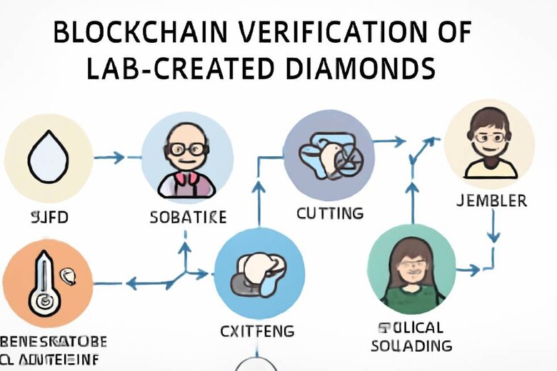 Image: Blockchain diamond tracking visualization - Digital journey from lab creation to consumer purchase showing all verification checkpoints and stakeholders