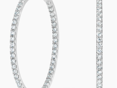 Medium Perfect Hoop Lab Diamond Earrings in 14K White Gold