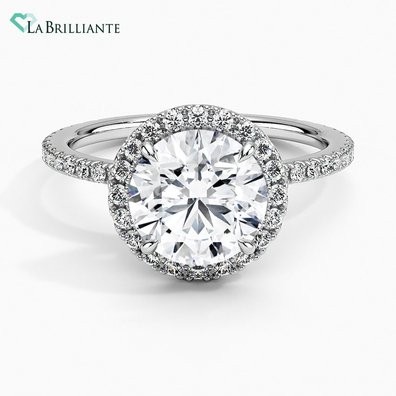 Waverly Halo Lab Diamond Engagement Ring in 18K White Gold