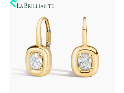 Andrea Cushion Lab Diamond Drop Earrings (7_8 ct. tw.) in 14K Yellow Gold