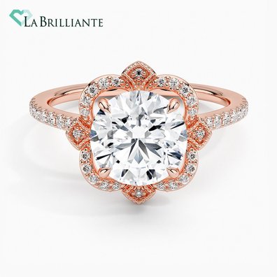 Reina Halo Lab Diamond Engagement Ring in 14K Rose Gold