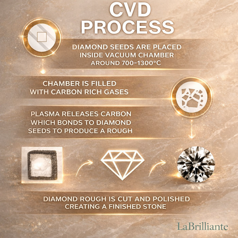 Diamond Certification Process Flow - Step-by-step visual showing IGI/GIA assessment stations, laser inscription equipment, and digital documentation systems
