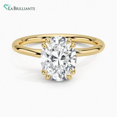 Dulce Double Claw Prong Solitaire Engagement Ring in 18K Yellow Gold