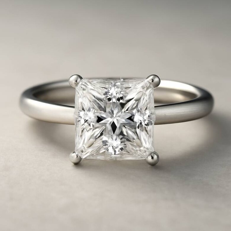 Image: Princess Cut Lab Diamond in Sustainable Setting - Square Brilliance Meets Ethical Luxury