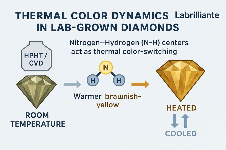 Image: Molecular Structure of Nitrogen-Hydrogen Complexes in Diamond Lattice - Visual understanding of how atomic arrangement creates thermochromic properties at microscopic level