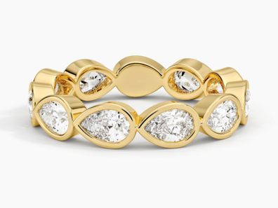 East-West Bezel Pear Eternity Lab Diamond Ring in 18K Yellow Gold
