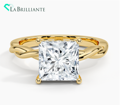 Twisted Vine Hidden Halo Diamond Ring in 18K Yellow Gold