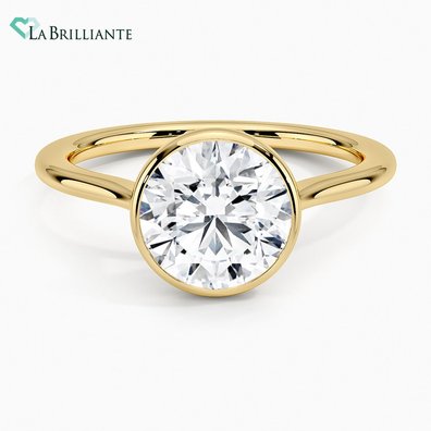 Petite Luna Bezel Lab Diamond Engagement Ring in 18K Yellow Gold