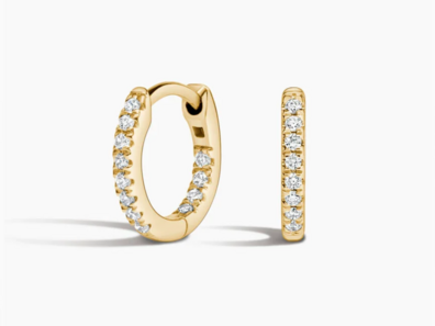 Huggie Perfect Hoop Lab Diamond Earrings in 14K Yellow Gold