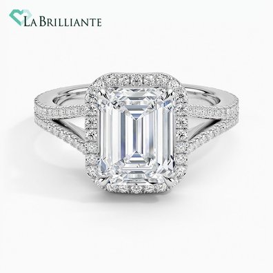 Fortuna Halo Lab Diamond Engagement Ring in 18K White Gold