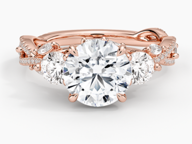 Luxe Secret Garden Three Stone Diamond Ring (1 ct. tw.) in 14K Rose Gold