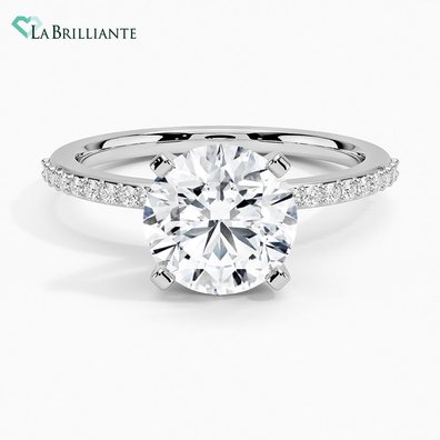 Delicate Shared Prong Lab Diamond Engagement Ring in 18K White  Gold