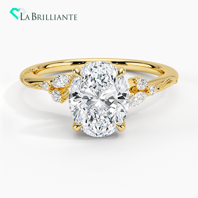 Camellia Milgrain Diamond Ring in 18K Yellow Gold