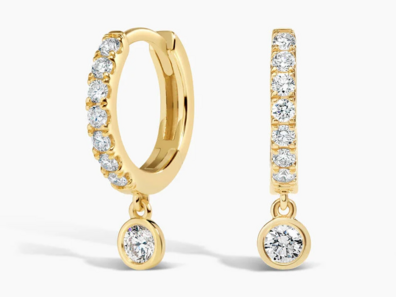 Luxe Lab Diamond Drop Huggie Earrings (12 ct. tw.) in 14K Yellow Gold