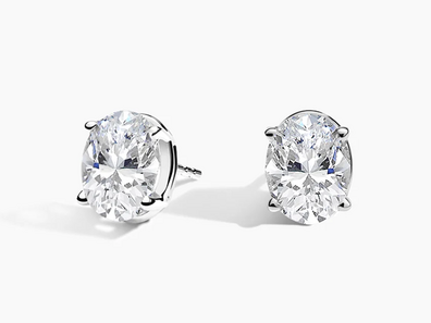 Oval Lab Grown Diamond Halo Stud Earrings (2 ct. tw.) in 18K Yellow Gold