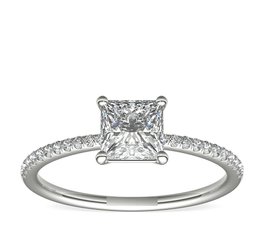 Pave ring with princess cut lab-grown diamond