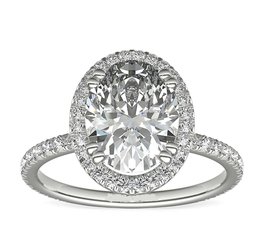 Halo ring with oval cut lab grown diamond