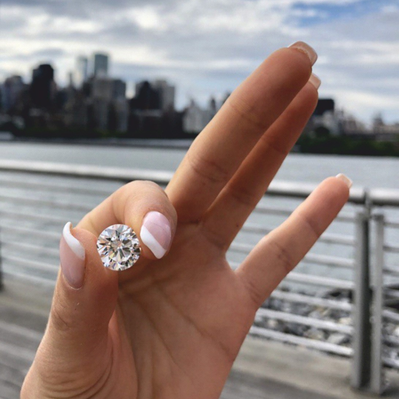 Lab-grown diamond in hand