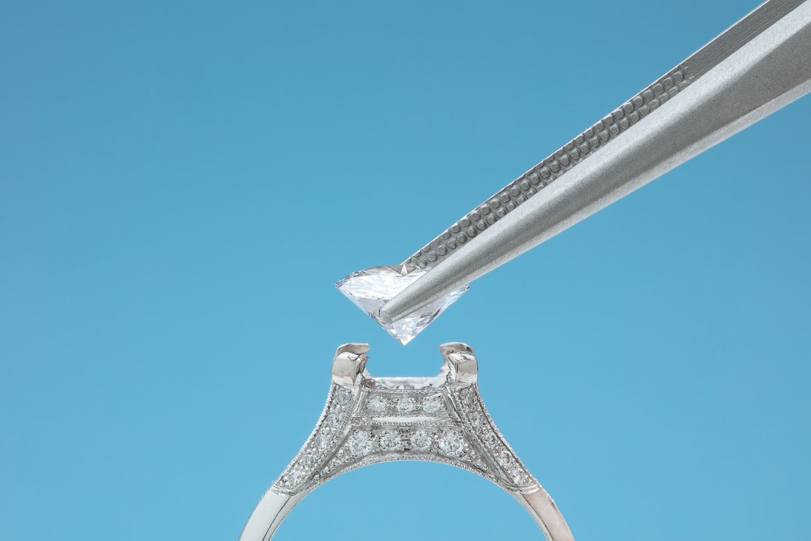 Custom lab-grown diamond insert into ring