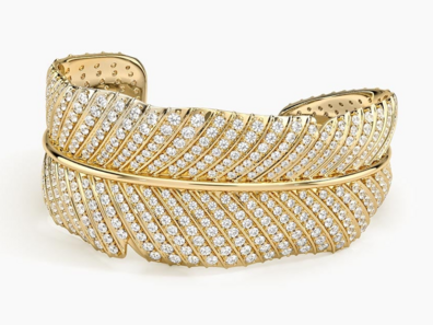 Pavé Leaf Lab Diamond Cuff Bracelet (12 12 ct. tw.) in 18K Yellow Gold