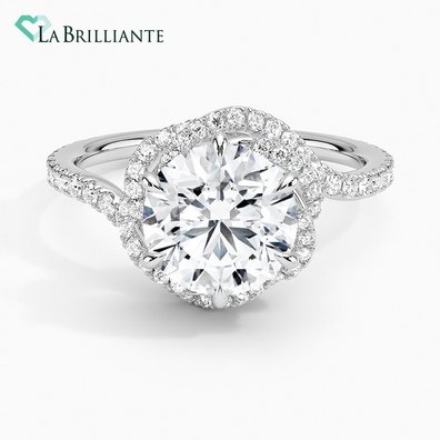 Rosita Halo Lab Diamond Engagement Ring in 18K White Gold