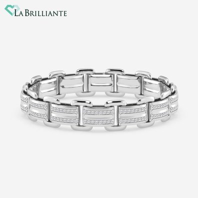 Round Lab Grown Diamond Panther Link Bracelet (4 ct. tw.) in 14K White Gold