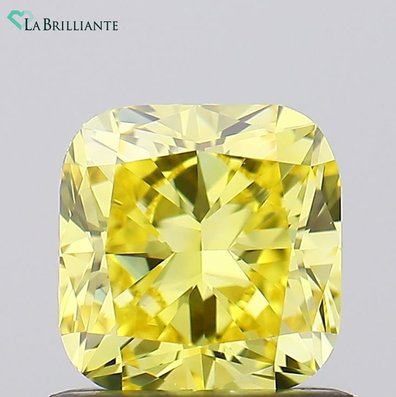 Cushion 0.73 Ct. Fancy Vivid Yellow VVS2 Lab-Grown Diamond