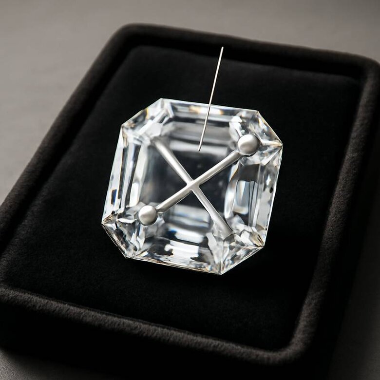 Image: Asscher Cut Octagonal Shape Structure - Visual breakdown showing eight-sided geometry, truncated corners, step-cut facet arrangement, and light path demonstration to illustrate unique architectural elements