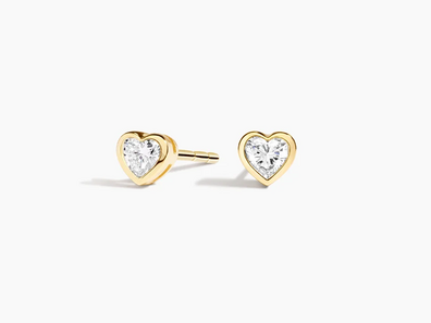 Heart Shaped Lab Diamond Bezel Stud Earrings (1_4 ct. tw.) in 14K Yellow Gold