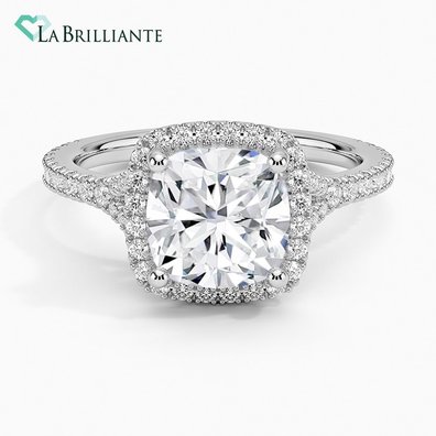 Luxe Joy Halo Lab Diamond Engagement Ring in 18K White Gold