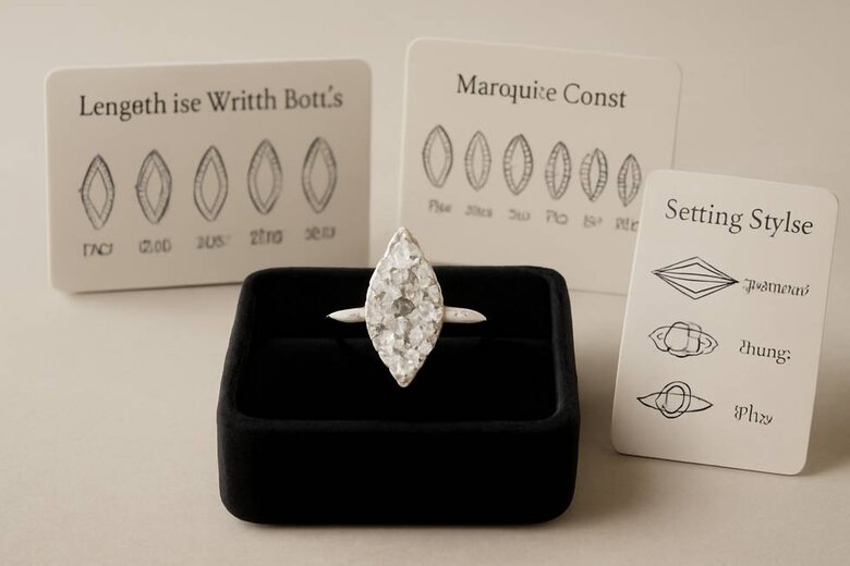 Image: Celebrity Marquise Ring Recreation Guide - Visual comparison showing how to achieve Selena Gomez