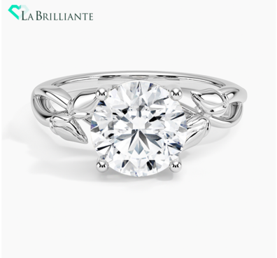 Budding Willow Solitaire Ring in 18K White Gold