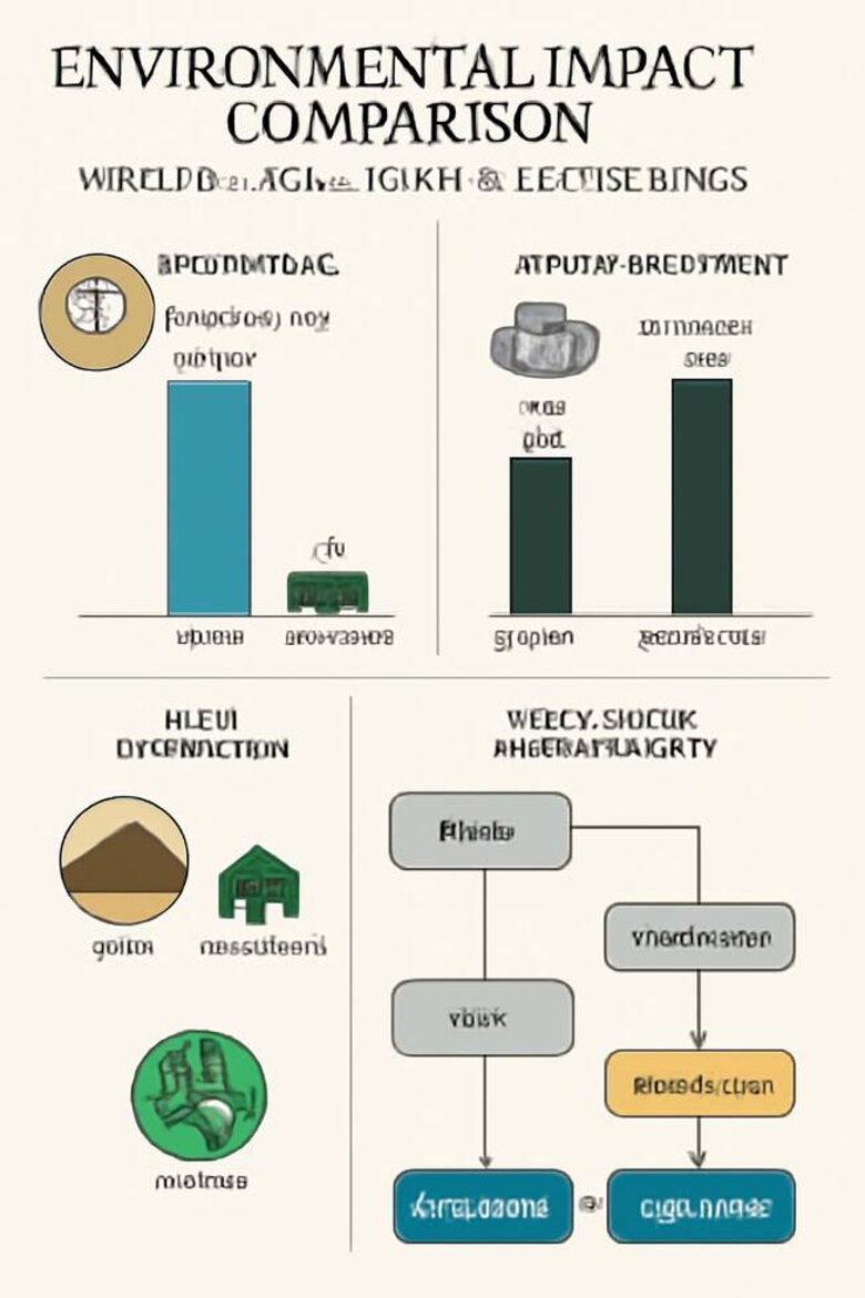 Infographic: Environmental Impact Comparison - Mined vs Lab-Grown Vintage Rings - Complete breakdown of water usage, carbon footprint, land disruption, and supply chain transparency across vintage ring production methods