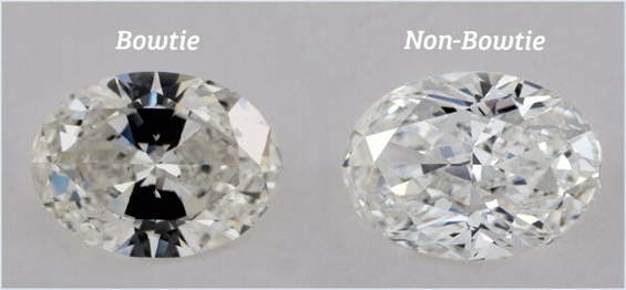 Bowtie effect on oval cut lab-grown diamond